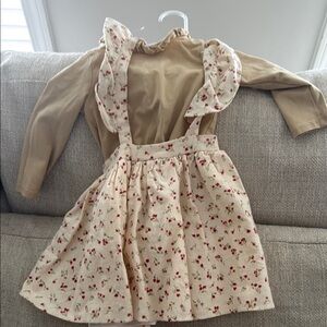 Pippa & Julie Tan and Cream Floral Kids Dress